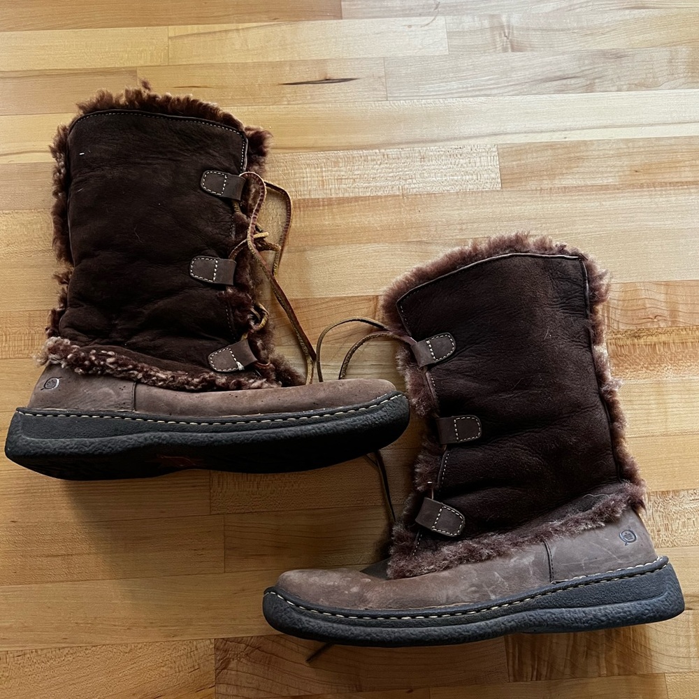 Born Telly Shearling Boots sz 10 42 Leather - Picture 2 of 7